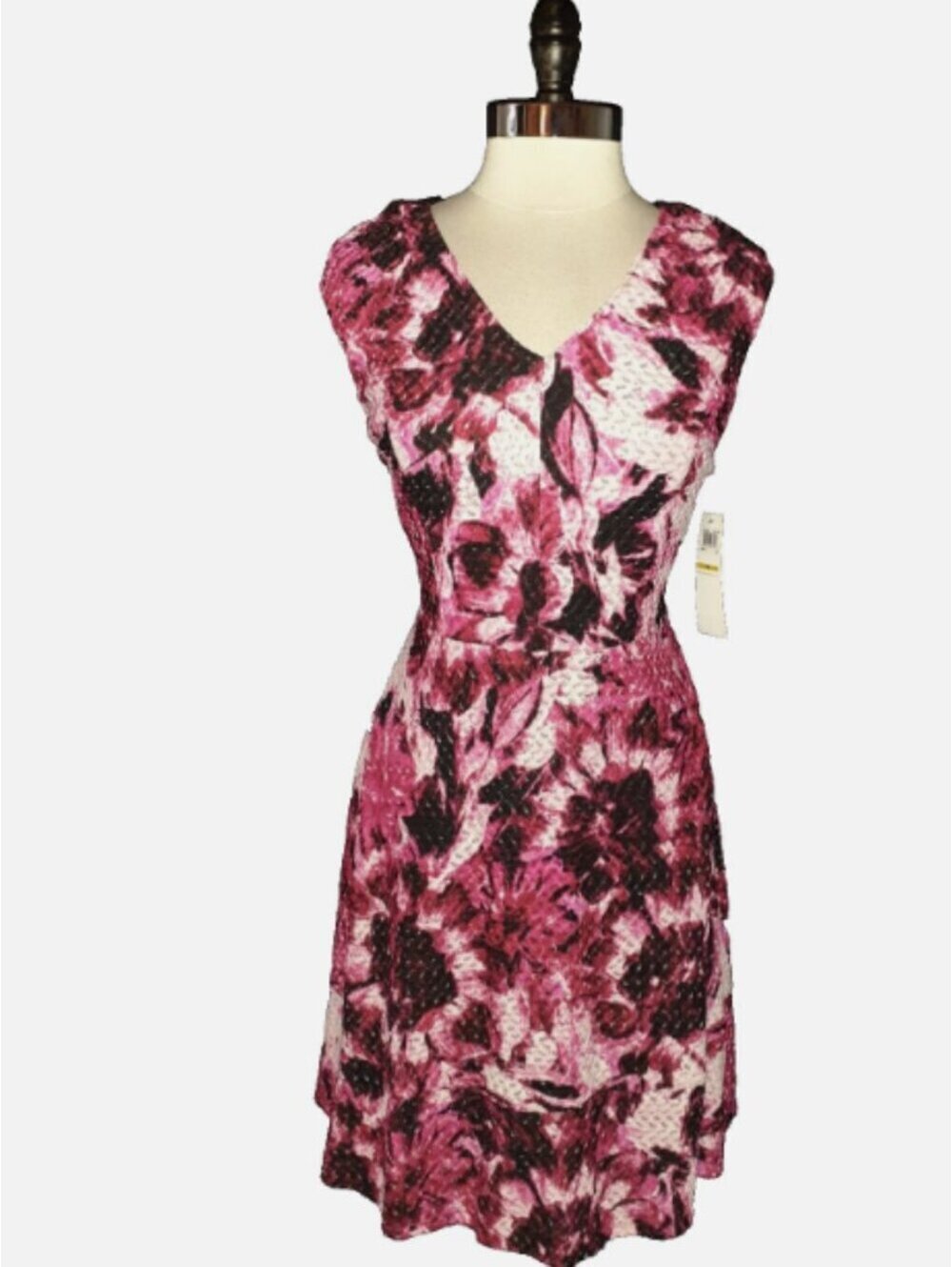 NWOT | London Times | 12 | Pink Purple Floral Sleeveless Ruched Sheath